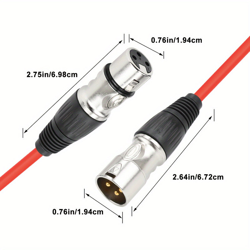 Cable de Audio XLR Premium i-Zclive - Aleación de Zinc con Cierres a Presión, Cable de Micrófono Balanceado de 3 Pines Macho a Hembra, Rojo con Conectores Negros para Estudio, Preamplificadores, Sistemas de Altavoces y Estaciones de Radio