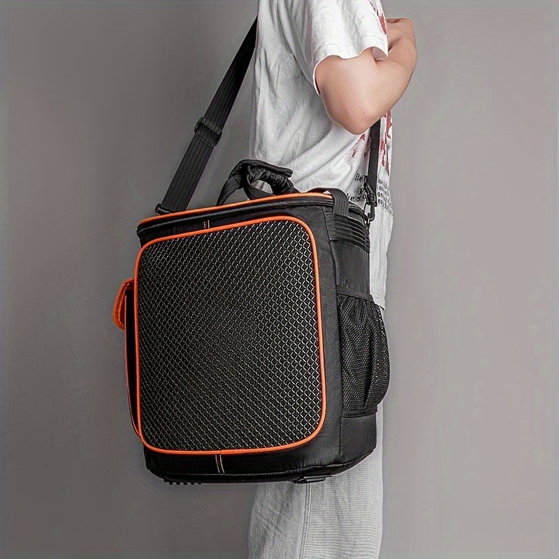 Estuche portátil para altavoces Partybox Encore 2 - EVA impermeable y resistente a los golpes, correa ajustable para hombros ligera para camping y festivales de música, negro con detalles naranjas, altavoces portátiles, equipo de audio al aire libre, acc