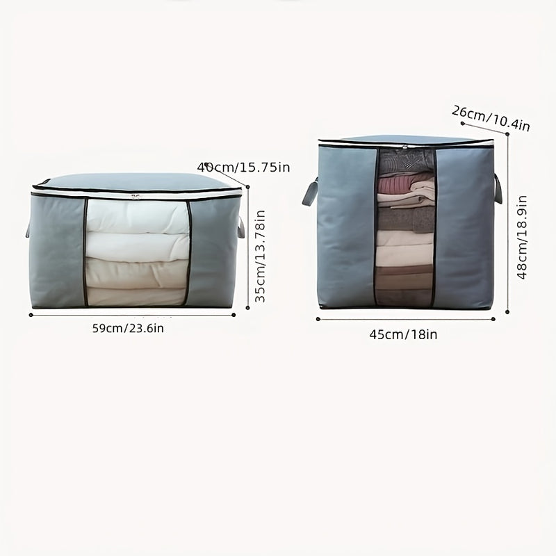 1 Bolsa De Almacenamiento Grande Organizador De Ropa Con Asa Reforzada, Contenedores De Almacenamiento Para Ropa De Cama, Edredones, Ropa, Armario, Ventana Transparente, Cremalleras Resistentes