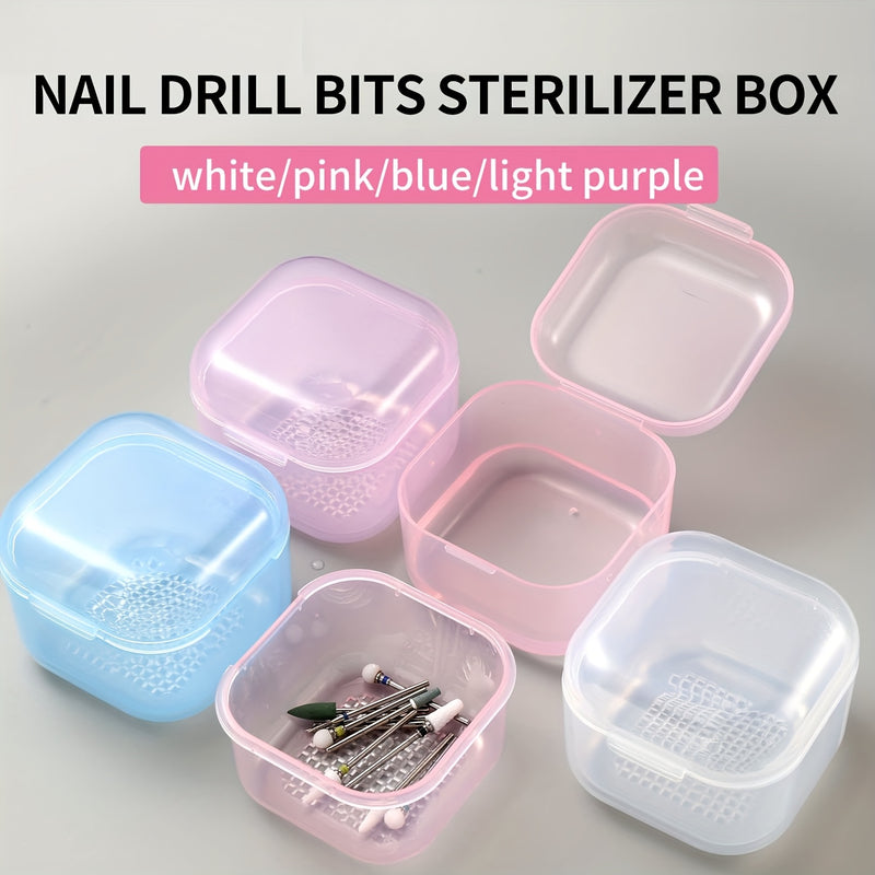 Caja esterilizadora de brocas para uñas de doble capa - Estuche de limpieza portátil y reforzado para uso en salón, sin necesidad de energía eléctrica, sin aroma, ideal para esterilización y organización de herramientas de manicura, estuche esterilizador