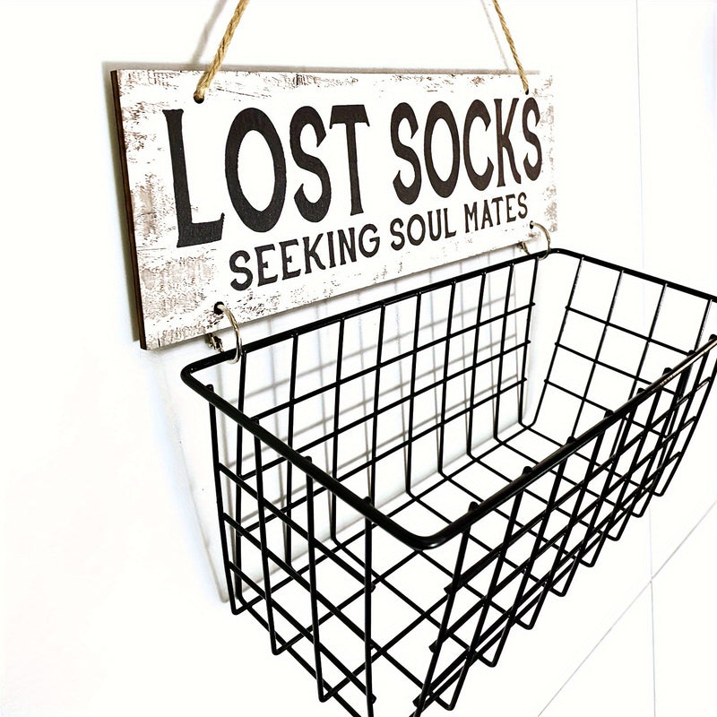 1pc Cartel de Lavandería para Calcetines Perdidos y Cesta - Organizador Montado en la Pared para Calcetines Extraviados - Mantén tu Cuarto de Lavado Ordenado y Encuentra Fácilmente tus Calcetines, Organización de Ropa Sucia, Canastas de Lavandería