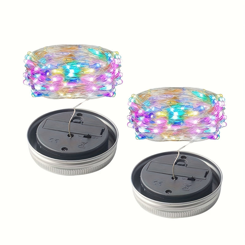 4/6pcs Luces de Hadas LED con Energía Solar, Luces de Cadena con Ganchos para Tapa de Tarro Mason - Ideales para Decoraciones Interiores y Exteriores, Navidad, Fiestas y Ambiente de Fiesta - Batería de Níquel Recargable, No Necesita Control Remoto, Luces