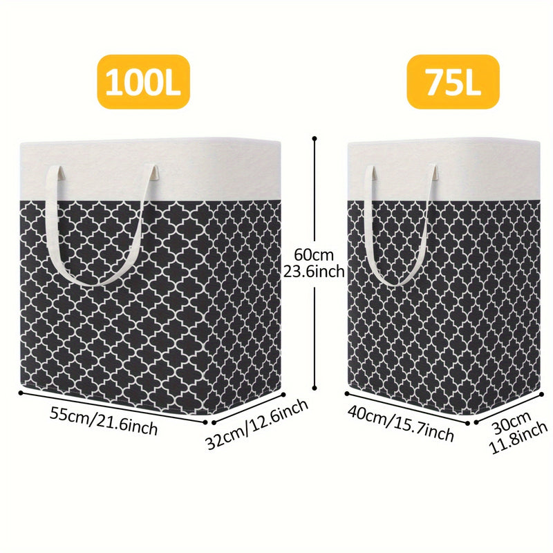 1pc Cesto de Ropa 75L Grande con Asas Extensibles, Cubierta de Tela, Cesto Plegable Alto para Ropa Sucia, Organizador de Lavandería, Bolsa de Almacenamiento para Juguetes, Accesorios para Dormitorio, Baño, Hogar y Familia, Accesorios para Lavandería, Col