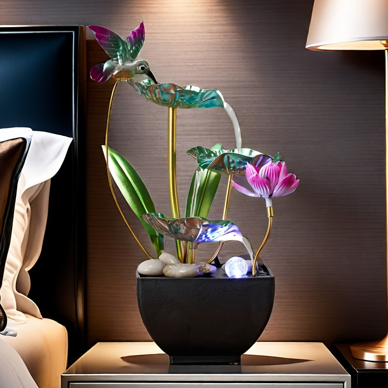 Fontana de escritorio creativa de tres niveles con adornos de roca natural, ideal para dormitorios, salones o escritorios, creando un ambiente relajante y acogedor
