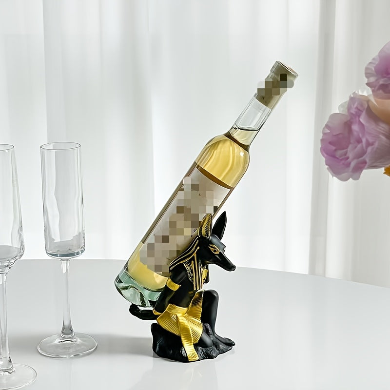 1/2pcs Soporte de Vino Anubis Dios del Perro, Base para Juegos Artesanal, Decoración Creativa en Resina con Tema Egipcio, Adorno de Escritorio