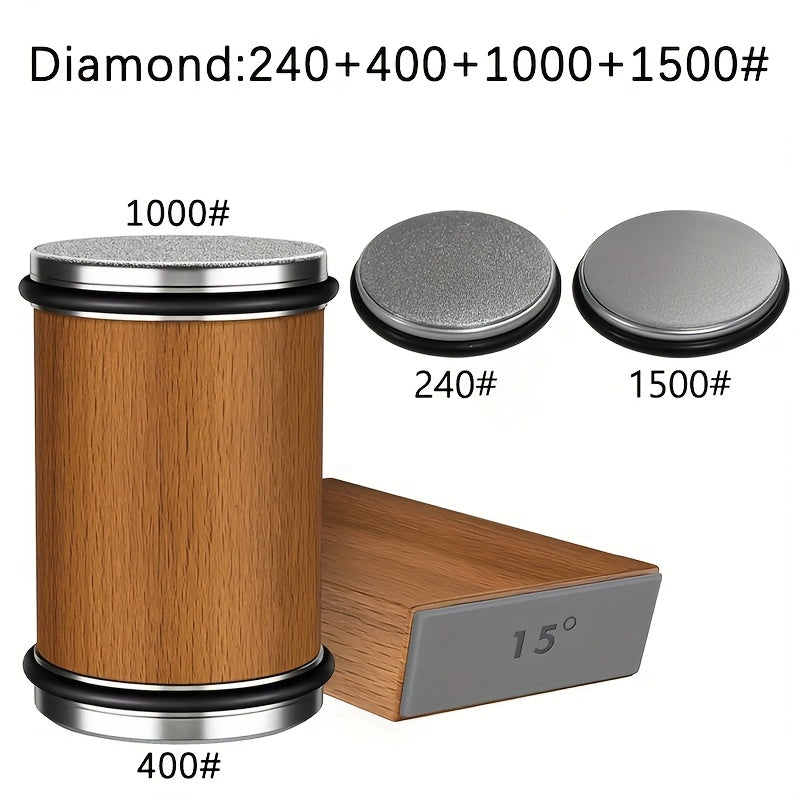 Afila Cuchillos Profesional de 15° y 20° con Soporte Magnético - Herramienta Manual Portátil para Afilar Cuchillos de Chef y Utilitarios, Regalo Duradero para Navidad, Cumpleaños, Año Nuevo, Esenciales de Cocina para Camping, Diseño Metálico Elegante y C