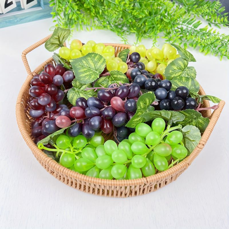 15 piezas de uvas artificiales de 5 colores (6 piezas de 18.03 cm y 9 piezas de 16.51 cm), uvas de plástico realistas y de goma adecuadas para decoración de centros de cocina de vino de frutas en bodas, decoración de vacaciones y decoración del hogar