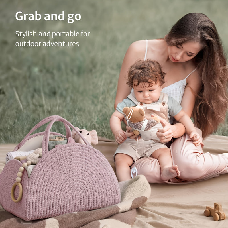 Una gran caja de almacenamiento para duchas para niños y niñas, adecuada para almacenar pañales, perfecta para cochecitos, mesas de cambio y regalos para coche, en rosa claro.