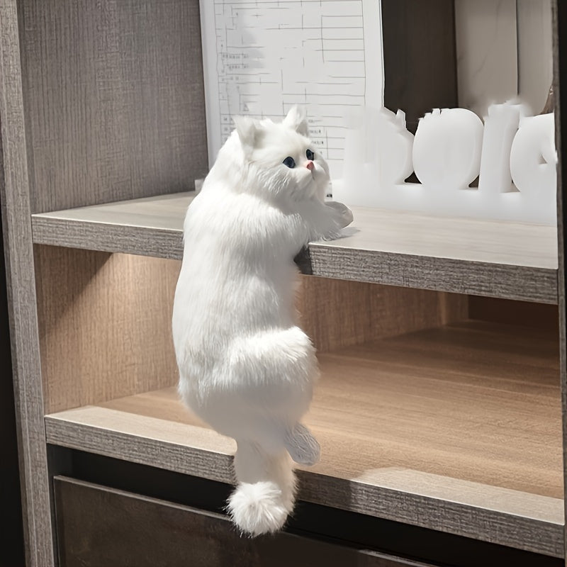 Muñeca de gato en resina artesanal, 1 unidad - Figura realista de felino en peluche para decoración del hogar, bodas y regalos - Material duradero, no requiere energía