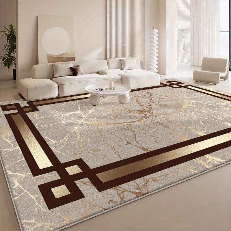 1 alfombrilla de terciopelo a rayas moderna - 850 g/m², poliéster, lavable en máquina, antideslizante, ligera, tejida plana, rectangular para dormitorio, oficina, habitación - Disponibles en varias tamaños, decoración moderna de sala de estar | Alfombril