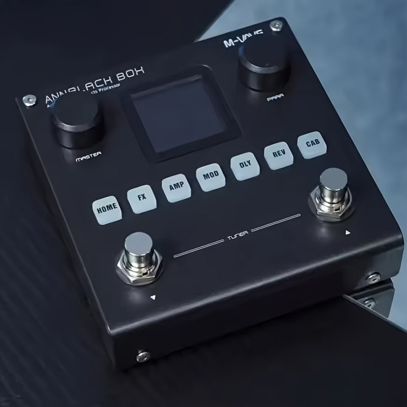 Procesador de Efectos Eléctricos Portátil para Guitarra FF Bonfires - Recargable por USB, 80 Presets, 6 Módulos de Efecto (Puerta de Ruido, Boost, Compresor, Preamplificador, EQ, Retardos y Reverberaciones), Diseño Compacto para Fácil Control con el Pie