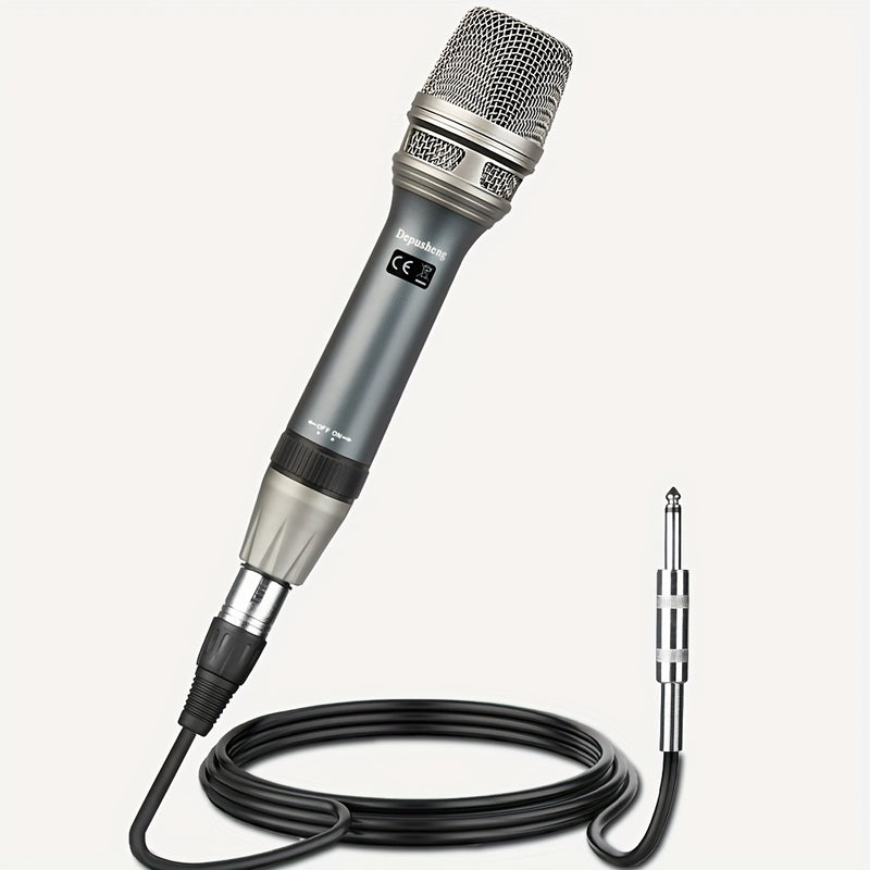 Micrófono vocal dinámico DEPUSHENG C90, profesional de bobina móvil unidireccional, cable de audio XLR, patrón de polaridad cardioides, con función silenciosa, conector de 6,35 mm, para karaoke, videojuegos, videoconferencias, transmisión, grabación