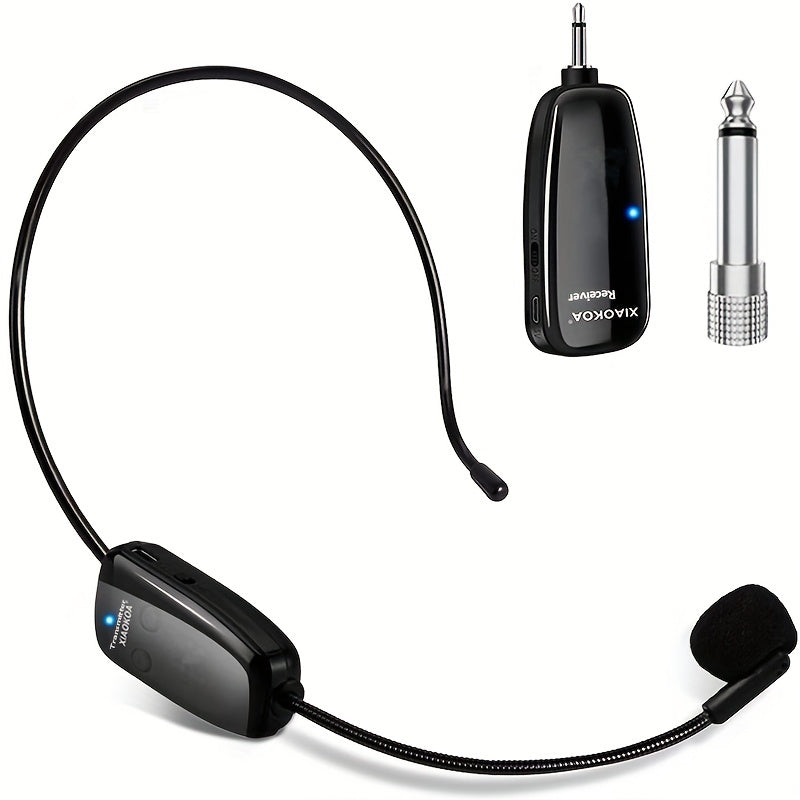 Auriculares con Micrófono Inalámbrico Recargable - Micrófono de Mano 2-en-1 con Receptor UHF para Sistemas de PA, Ideal para Discursos Públicos y Enseñanza, Carga USB Tipo-C