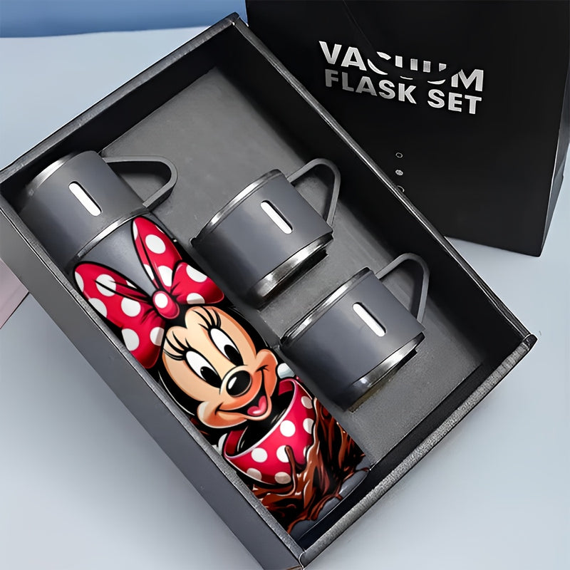 Juego de 1 taza térmica de acero inoxidable Disney Minnie Mouse de 17 oz, aislada al vacío, reutilizable, solo lavado a mano, multiusos, con taza, para adultos, café, bebidas calientes, bebidas frías, termo LHB03211