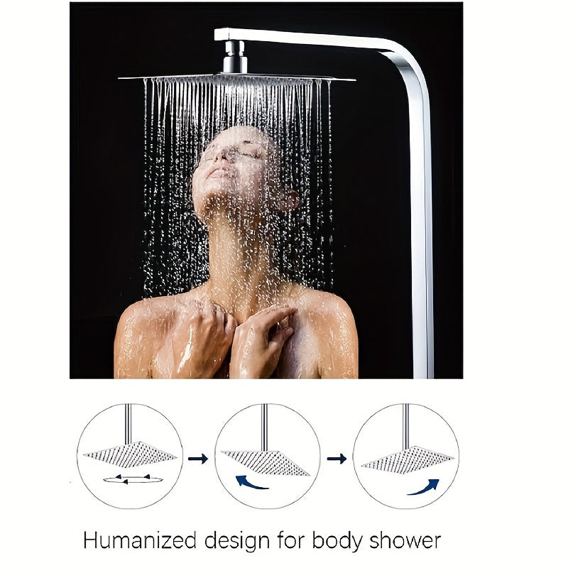 Cabezal de Ducha de Acero Inoxidable con Diseño Cuadrado Ultrafino, Accesorio de Baño Ahorrador de Agua