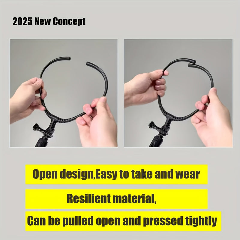 Soporte de micrófono de mano dual con clip de cuello - ABS duradero, ideal para actuaciones en escena y conferencias, supera la licencia, fácil configuración, no necesita energía, perfecto para presentaciones.
