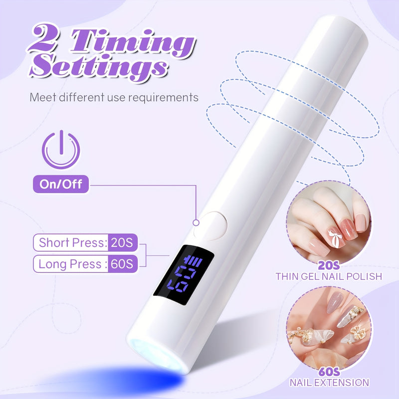 Lámpara de uñas LED mini portátil, secador de gel de uñas de secado rápido, herramienta de manicura de mano con batería de litio recargable, carga USB, sin formaldehído - Ideal para uso en casa y salón, herramienta de arte de uñas de salón|Polish de uñas