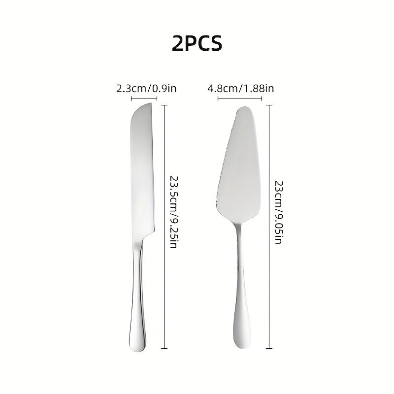 Juego de 2 cuchillos para pastel y pala para pizza de acero inoxidable dorado - Ideal para cumpleaños, bodas, fiestas y ocasiones especiales, perfecto para servir postres y pizzas, utensilios para ocasiones especiales | Vajilla elegante | Cubiertos durad