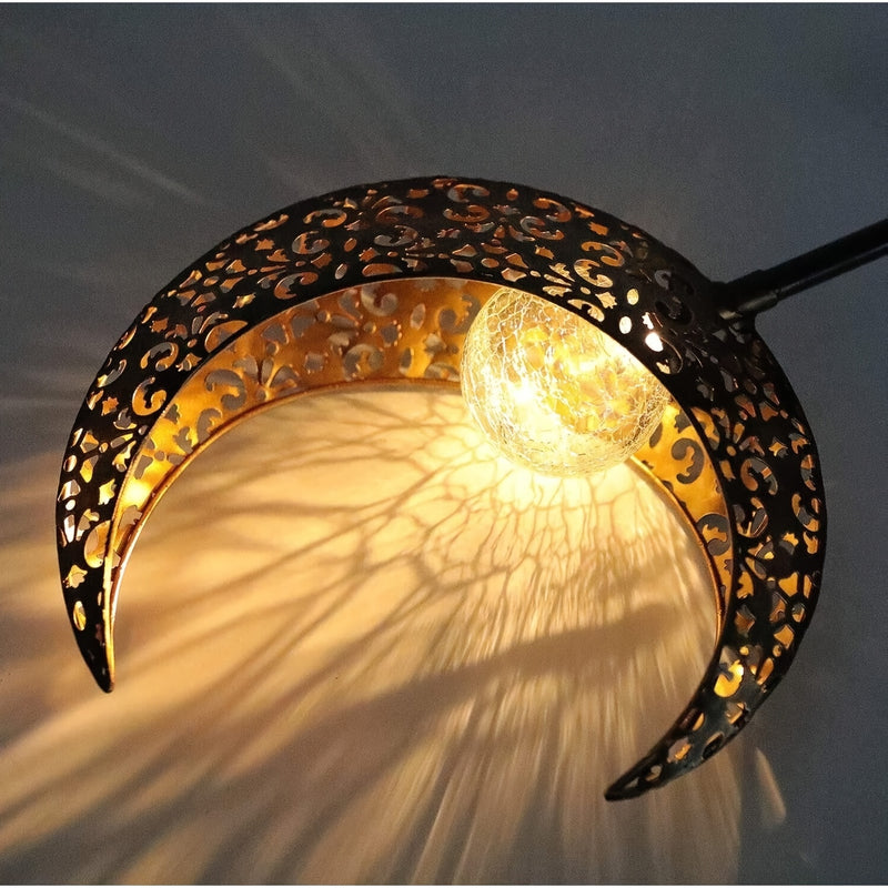 1pc Luz Decorativa Solar de Jardín Lunar, Bola de Vidrio Agrietado con Estaca Metálica para Suelo, Ideal para Senderos, Céspedes, Patios y Patios Traseros, Regalo de Cumpleaños para Mujeres, Día de la Madre, Navidad, Accesorio de Halloween