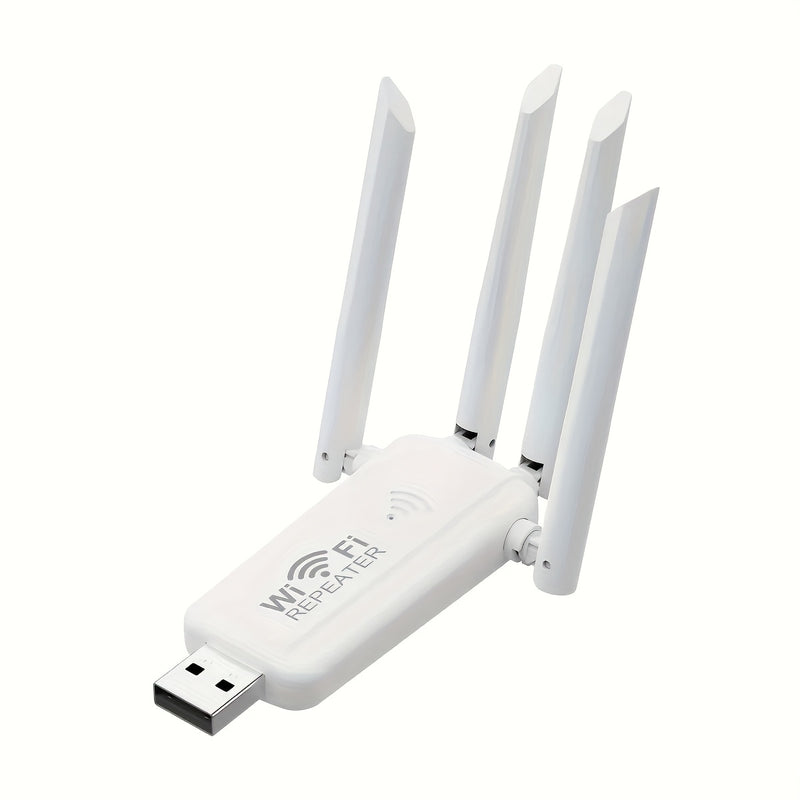 Repetidor inalámbrico USB con 4 antenas Ourlife - Antena dual, extensor de señal de largo alcance para uso doméstico, alimentado por USB, no requiere batería, fácil instalación, modo de alimentación USB, tensión de funcionamiento ≤36V