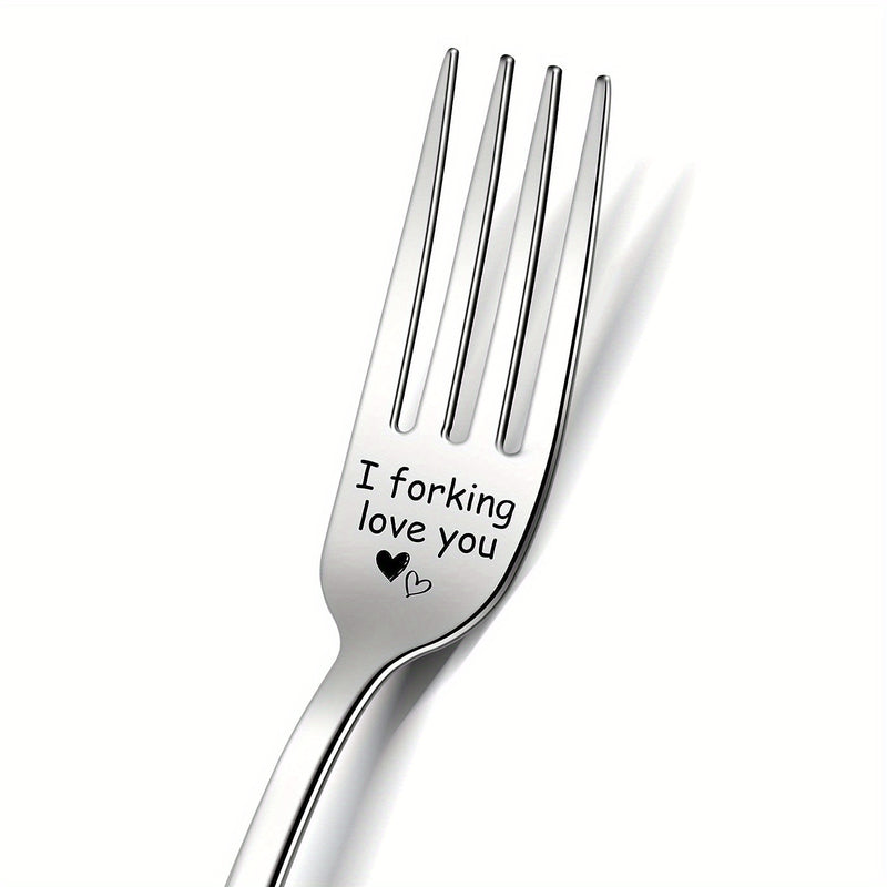 1pc "Te Amo Muchísimo" Tenedor de Acero Inoxidable Grabado - Pulido Espejo, Duradero y Apto para Lavavajillas - Regalo Romántico Ideal para Novio, Novia, Esposo, Esposa en Aniversario, Día de San Valentín, Cumpleaños, Navidad