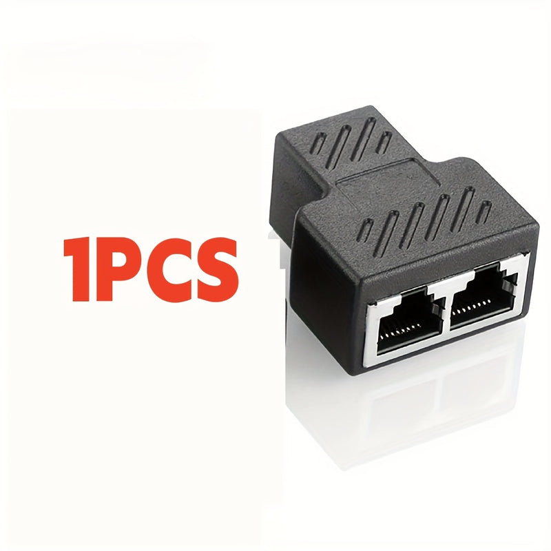Conector divisor RJ45 de 1 pieza, adaptador extensor Ethernet 1 a 2 hembra a 2 hembra RJ45 para cable de red Ethernet