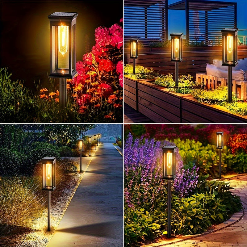 4pcs Luces Solares para Exteriores, IP44 Luminosas y Duraderas para Caminos de Paisaje Solar, Luces Solares para Jardín en Patio