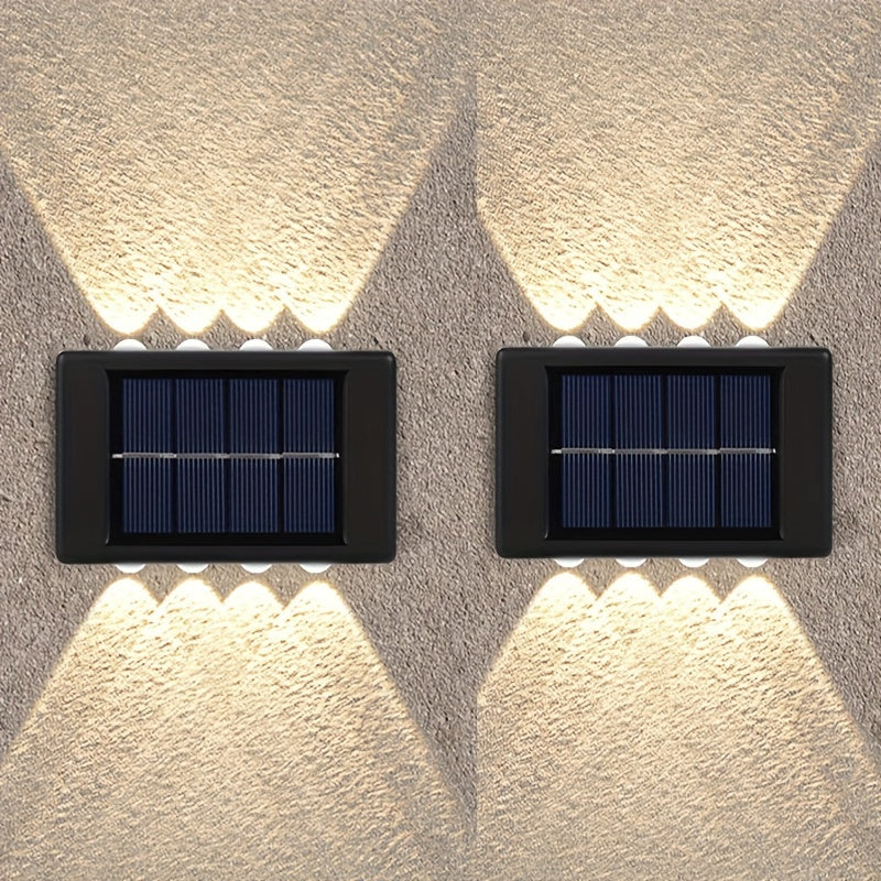 4 o 6 luces solares para pared, 8 LED, iluminación decorativa para jardín, patio o villa, montaje semiempotrado, material plástico, carga solar, batería de níquel de 600 mAh, sin control remoto, incluye hardware de instalación