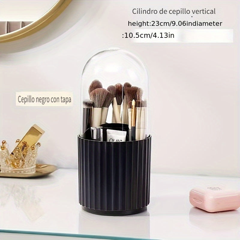 Organizador de Maquillaje Giratorio 360° con Tapa Transparente - Caja de Almacenamiento Espaciosa, Base Estable para Hogar, Salón o Oficina - Construcción Duradera en Plástico, Elegante Diseño, Robusta y Ideal para Aficionados del Belleza