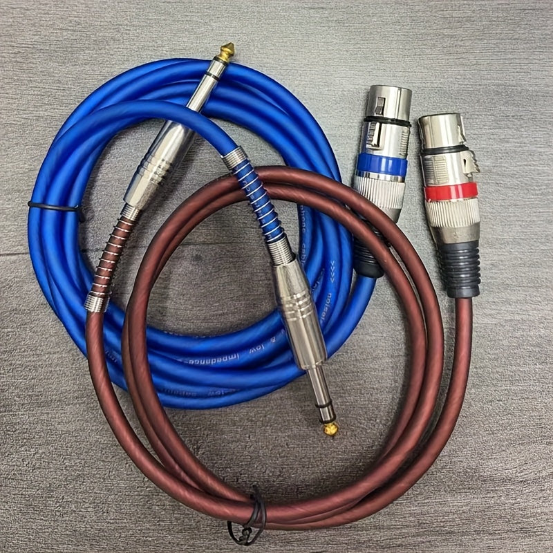 Cable de 6.5 mm a XLR hembra, paquete de 2, azul y marrón, alta calidad, disponible en longitudes de 1 metro (3 pies) a 3 metros (10 pies), ideal para mezcladoras de micrófonos, estudios de grabación e iluminación escénica