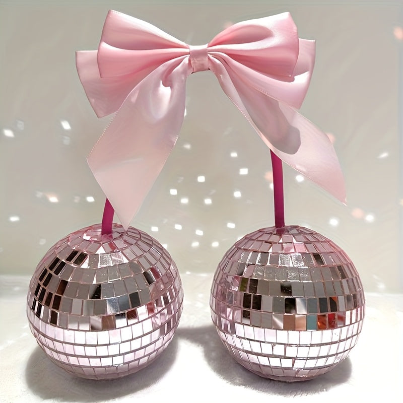 Decoraciones de bola de disco con lazos, ideales para colgar en paredes como regalos encantadores, crean decoraciones impresionantes.