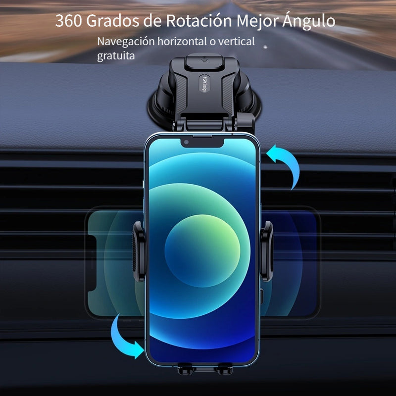 Soporte de teléfono para coche D38-C de TOPK, ajustable y mejorado para el salpicadero del coche, compatible con todos los teléfonos en posiciones horizontales y verticales.