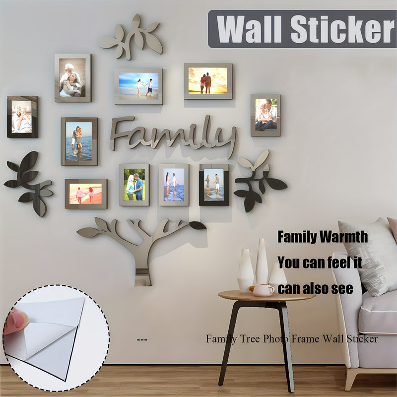 1 Juego de Decoración de Árbol Genealógico de Familia, Pegatina de Espejo de Acople DIY, Collage de Marco de Imagen, Decoración del Hogar, Adecuado para Sala de Estar, Dormitorio, Comedor, Oficina, Regalo para Nueva Casa, Grande 47x47 pulgadas
