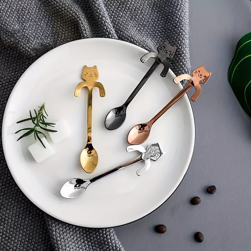 1 Pieza, Cuchara Creativa De Acero Inoxidable, Cuchara Colgante De Gato De Dibujos Animados 304, Cuchara Linda Para Taza, Cuchara Mezcladora De Café, Para Casa, Oficina, Cafetería, Fiesta, Cubiertos