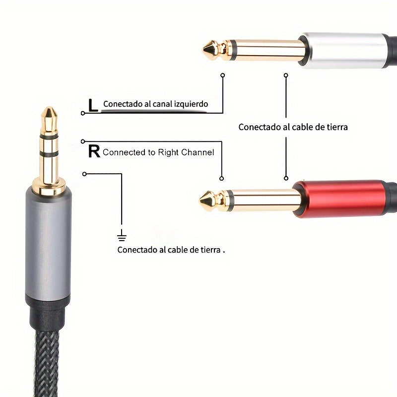 Cable de audio de 3.5 mm a 2 cables de audio de 6.35 mm, cable de audio macho mono de 3.5 mm a doble de 6.35 mm, cable de audio de 3.5 mm de cobre libre de oxígeno, cable de audio divisor Y de 3.5 mm a 6.5 mm. Eid Al-Adha Mubarak