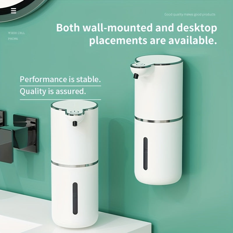 Dispensador automático de jabón sin contacto de 360ml, recargable por USB con sensor infrarrojo, diseño para pared o mostrador, ideal para cocina, baño y baños públicos, disponible en varios colores, incluye 2 almohadillas adhesivas