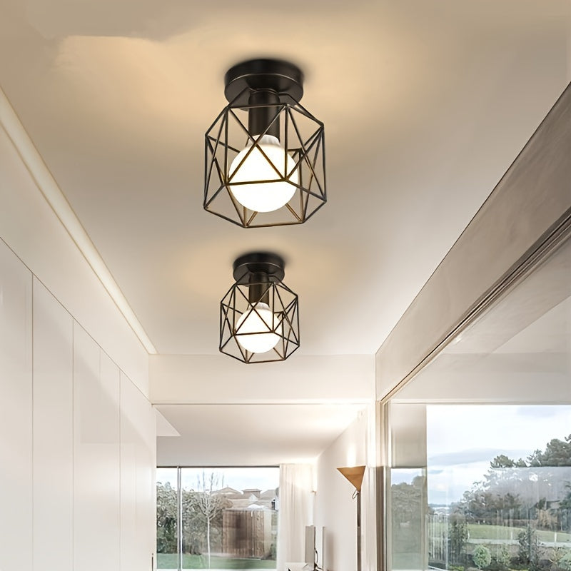 1pc lámpara de techo moderna nórdica negra E27, luz para dormitorio, pasillo, balcón o cocina