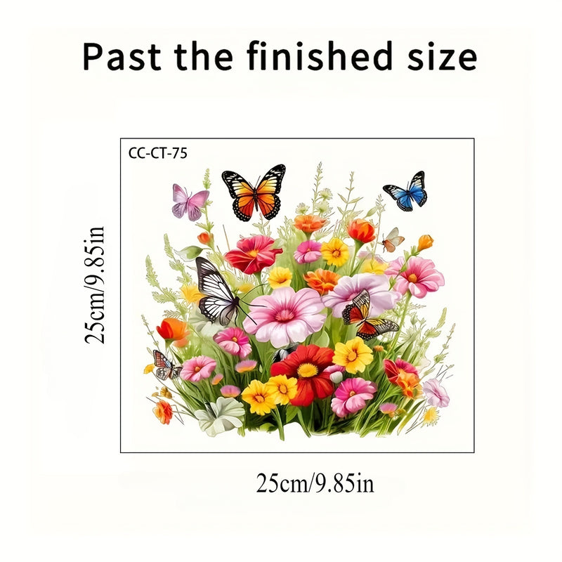Calcomanía para Tapa de Inodoro de Flores y Mariposas - Pegatina de PVC Mate Reutilizable para Superficies de Baño de Cerámica, Forma Irregular, Arte de Pared Multiusos para Decoración del Hogar