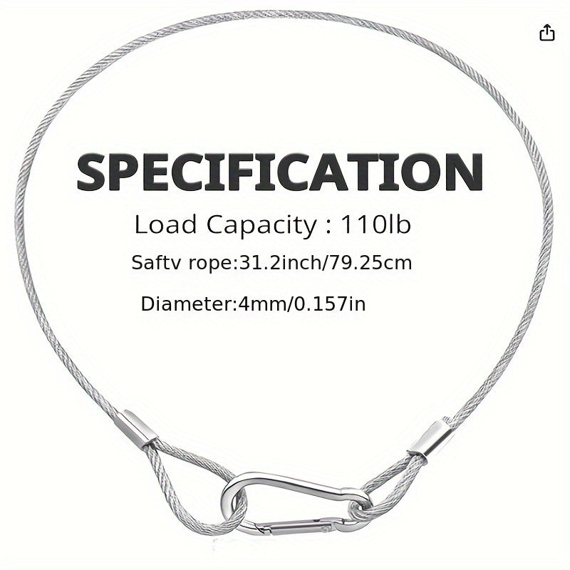 Cable de Seguridad de Acero Inoxidable Duradero - Cuerda Anticaída de 79.25cm para Luces de Fiesta y DJ, Iluminación de Escenario - Capacidad de Carga de 49.9 KG (Diámetro de 0.38cm)