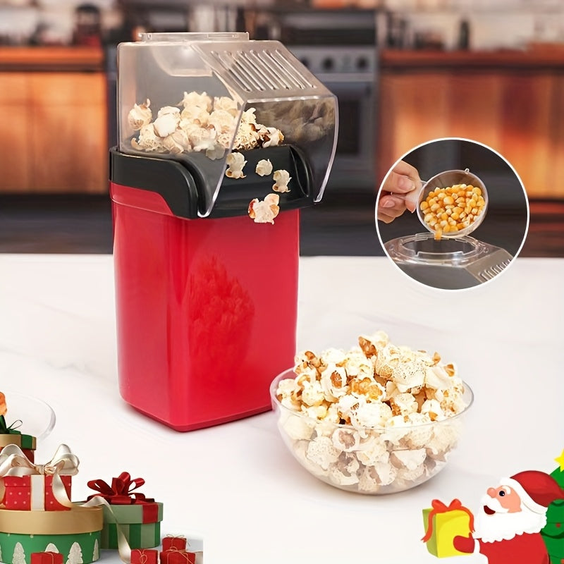 Fabricante de palomitas de maíz de 120V para EE. UU. - Sin aceite, sin aditivos, operación manual portátil, rojo con ventana transparente y asa, perfecto para fiestas, cine en casa y cajas de palomitas, regalos de palomitas, gadget elegante, palomitas si