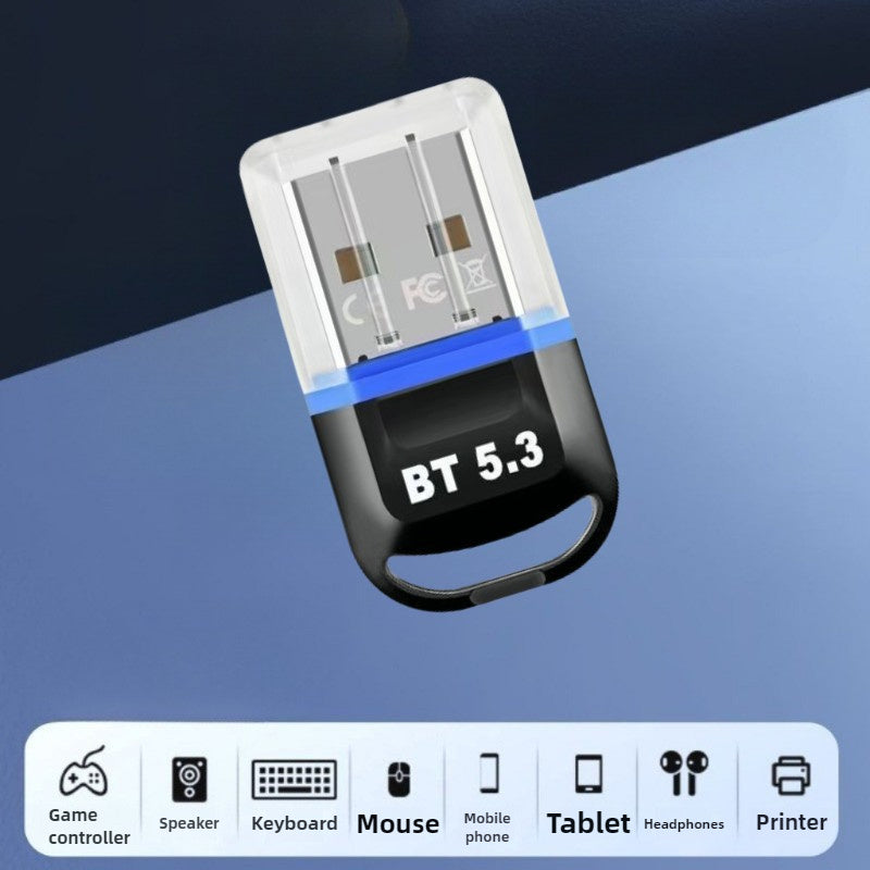 Adaptador inalámbrico 5, 3 para PC, receptor USB para computadoras/auriculares/teclados/ratones/altavoces y muchos otros dispositivos, fácil sincronización, conexión estable.