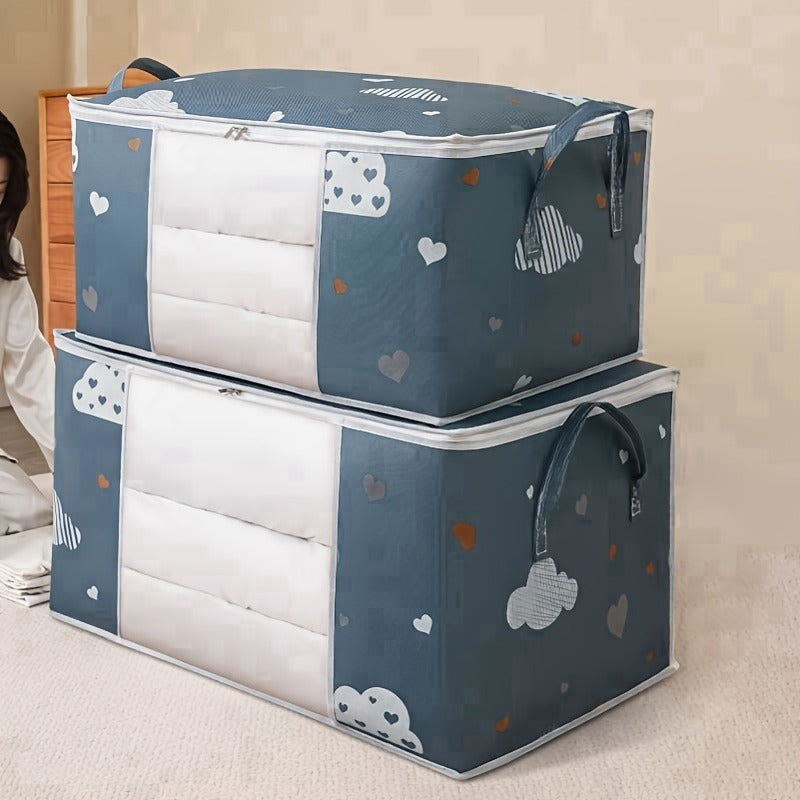 Bolsa de Almacenamiento Extra Grande Plegable con Asas Reforzadas - Perfecta para Ropa, Mantas y Ropa de Cama, Cremallera Duradera y Ventana Transparente, Blanca
