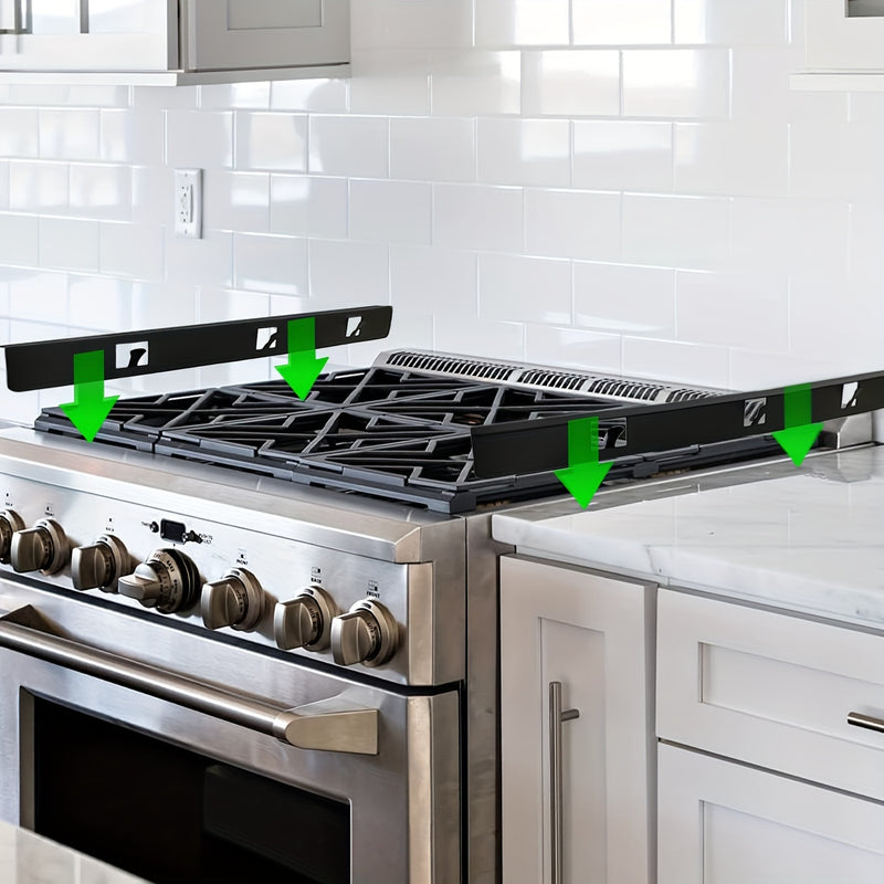 2pcs Cubiertas de Aluminio Negro para Huecos de Estufa - 59.44cm Protector Duradero para Encimera y Lado de Cocina, Evita Desbordamientos, Mantiene el Área de la Estufa Limpia, Protector de Hueco de Encimera | Diseño Negro Elegante | Aleación de Aluminio
