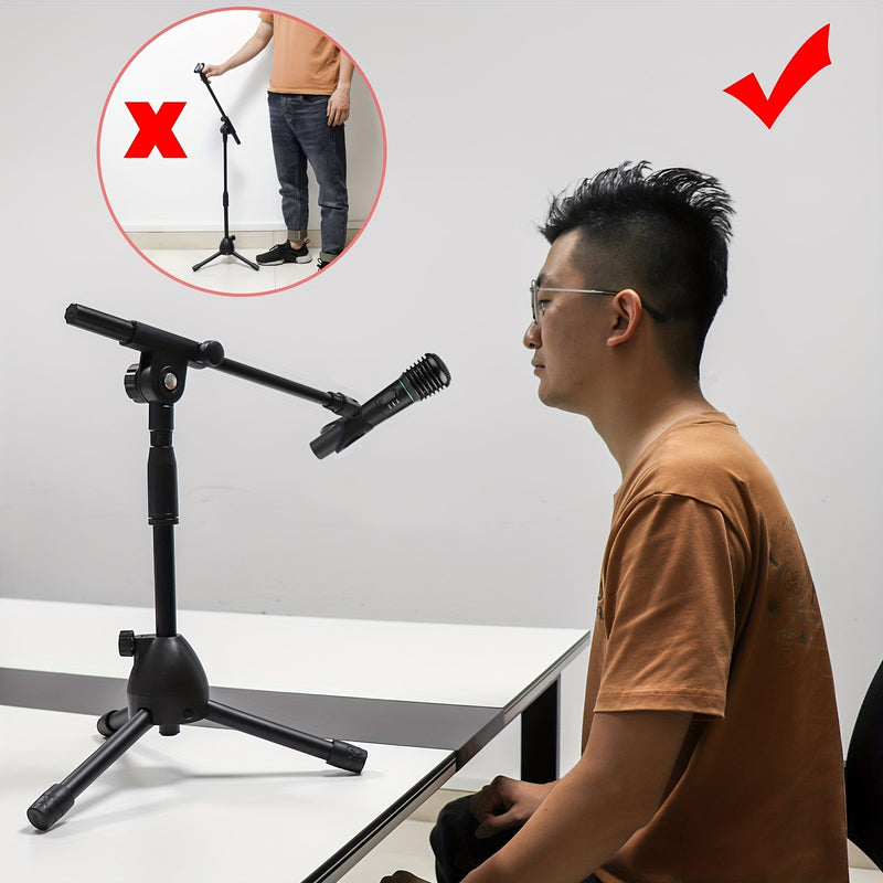 Soporte de Micrófono Retráctil de Brazo Oscilante Montado en el Suelo para Actuaciones en Escenario/Conciertos con Trípode, Soporte de Trípode