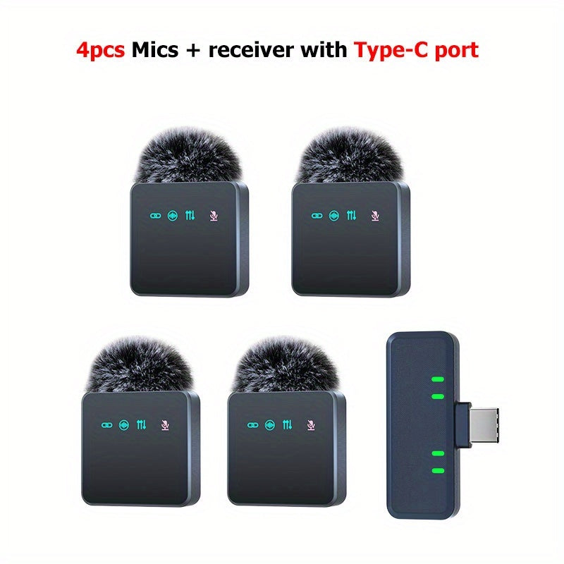 Micrófono inalámbrico 2.4G Pro - Hasta 14 horas de batería, cancelación de ruido DSP+ENC, diseño clip-on plug & play para vlogging HD y transmisiones en vivo, conector USB tipo C, micrófono de solapa | Micrófono profesional | Diseño clip-on