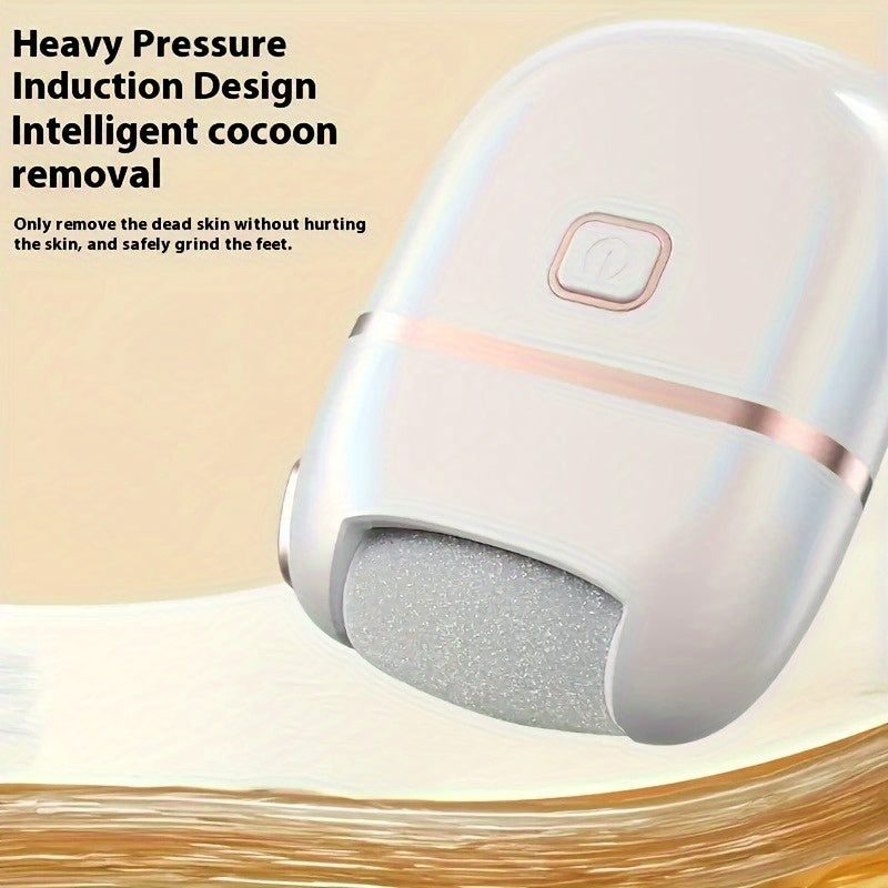 Exfoliador eléctrico recargable FEIYBA con cabezales de lijado de repuesto - Automático, luz muerta beige y eliminación, diseño portátil alimentado por USB para el hogar, viajes, regreso a la escuela, regalos de Acción de Gracias (adultos), exfoliador pa