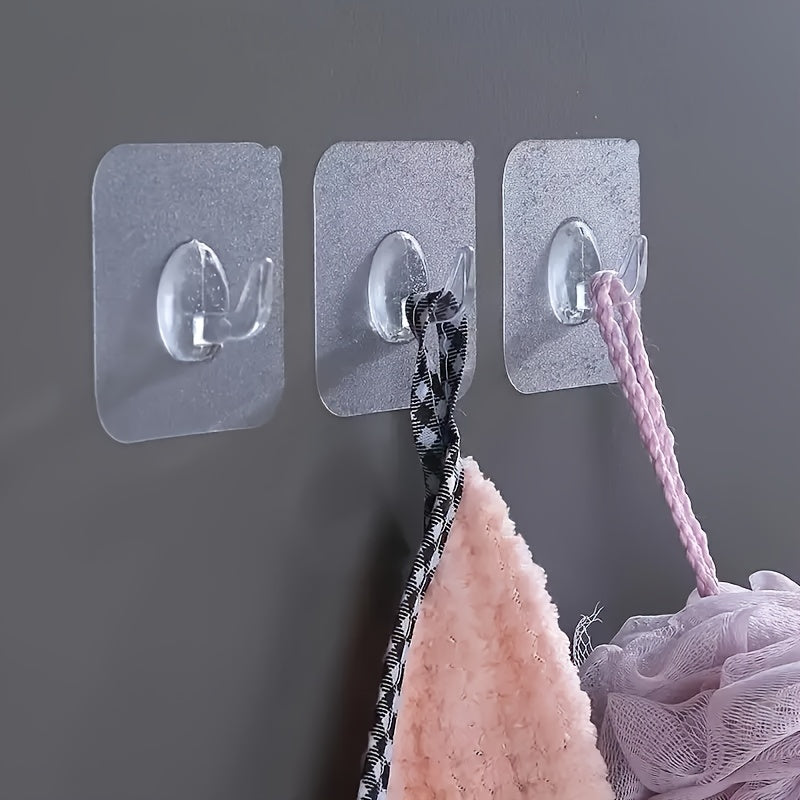 10, 15 o 30 ganchos transparentes autoadhesivos para colgar ropa, resistentes, para puerta o pared, cocina o baño