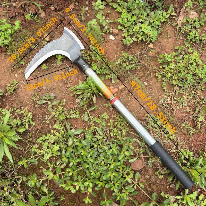 Guadaña Profesional de Jardinería de Acero Aleado - Corte Manual de Césped, Ramas y Malezas - Mango Largo (57 cm/22.4 pulgadas) para Jardinería, Agricultura y Paisajismo - Herramienta Agrícola Duradera sin Electricidad, Diseño Ergonómico, Equipo de Granj