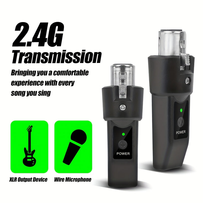 Juego de Transmisor y Receptor sin varillas XLR de Alta Calidad, Sistema de Transmisión 2.4GHz para Micrófonos Dinámicos, Ideal para Mezcladores de Audio y Sistemas PA