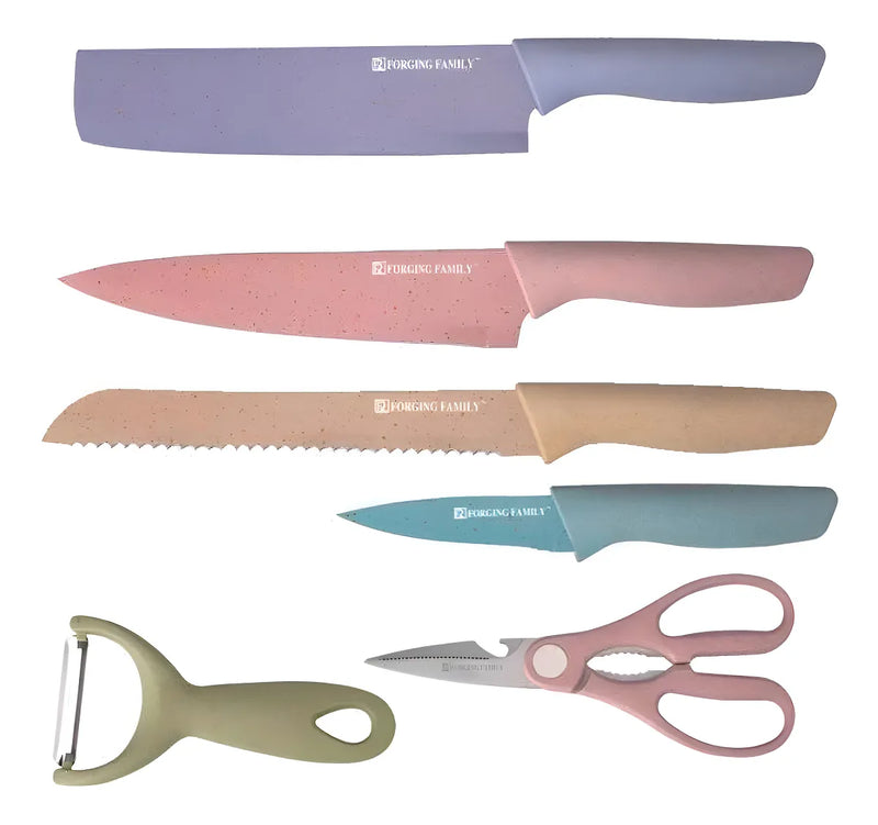 Set De Cuchillos Colores Pastel X6 Piezas Color Tonos pasteles